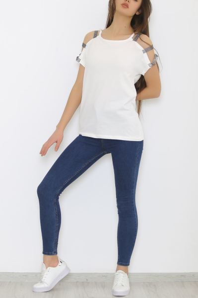 Omuz Taş Askılı Bluz Ekru - 5544.599.
