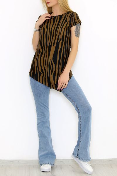 Asimetrik Tişört Kahvezebra - 1643.1095.
