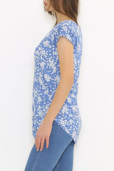 Asimetrik Tişört Maviçiçekli - 1643.1095.