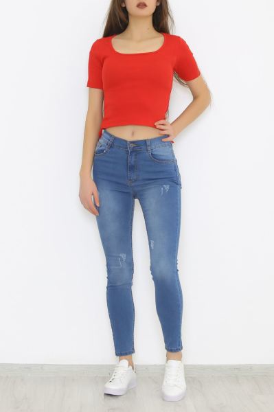 Yanı Büzgülü Bluz Kırmızı - 8762.316.