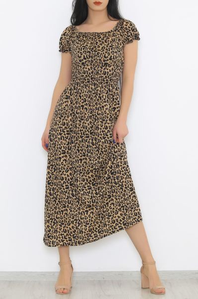 Kayık Yaka Elbise Leopar - 8769.1240.