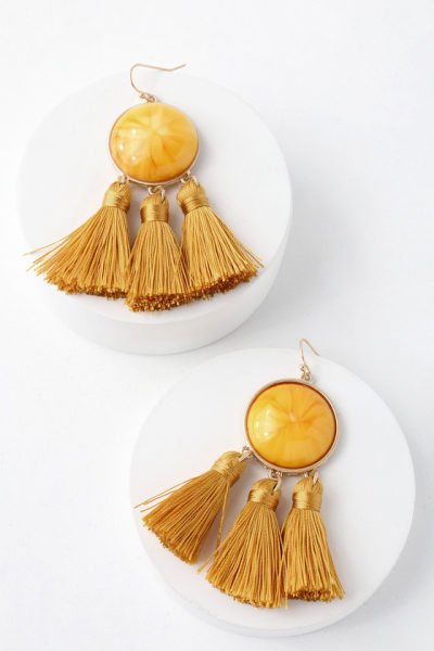 Arriba Red Tassel Earrings
