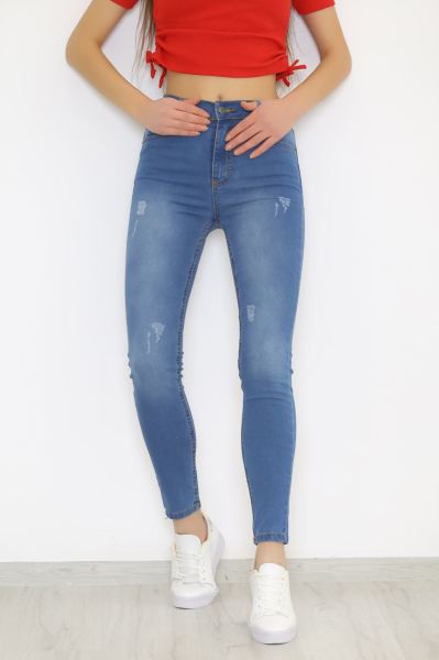 Lazerli Kot Pantolon Mavi - 8760.1361.