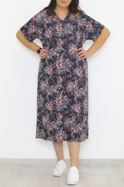 Kısa Kol Elbise Laciçiçekli - 8080.1048.