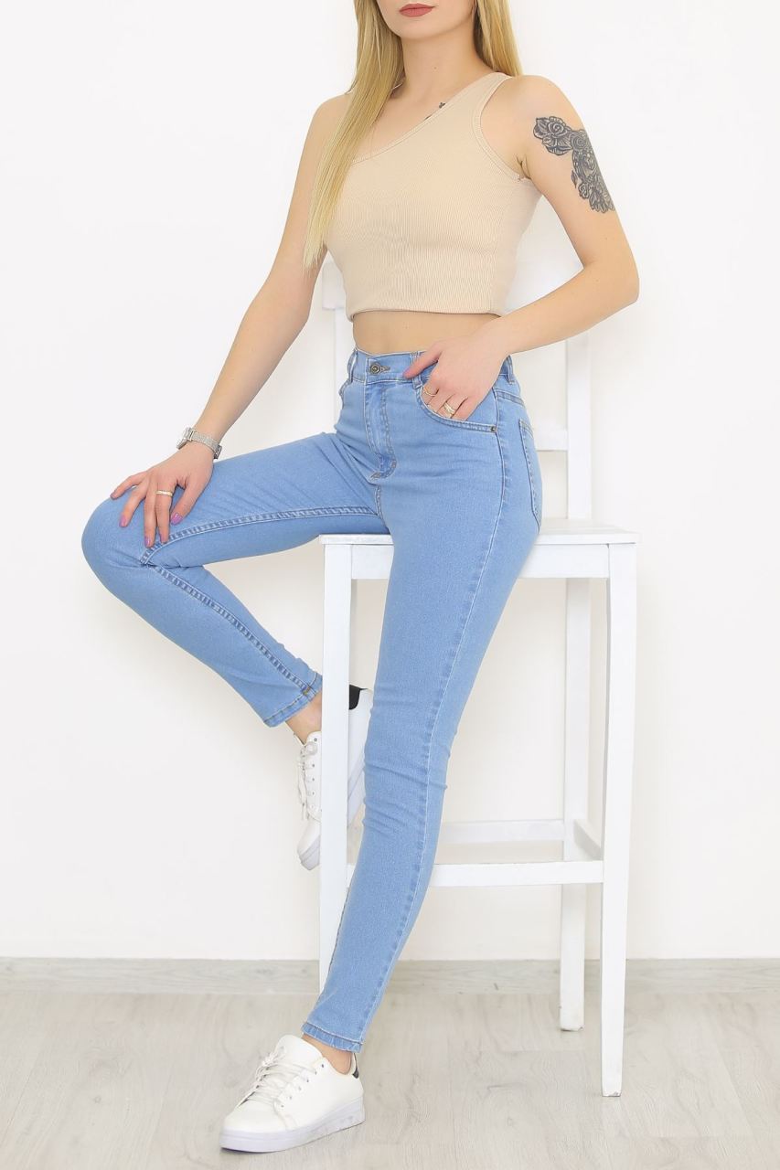 Dar Paça Kot Pantolon Açıkmavi - 8758.1361.