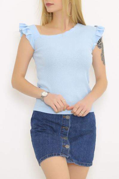 Sıfır Kol Bluz Açıkmavi - 8725.1187.