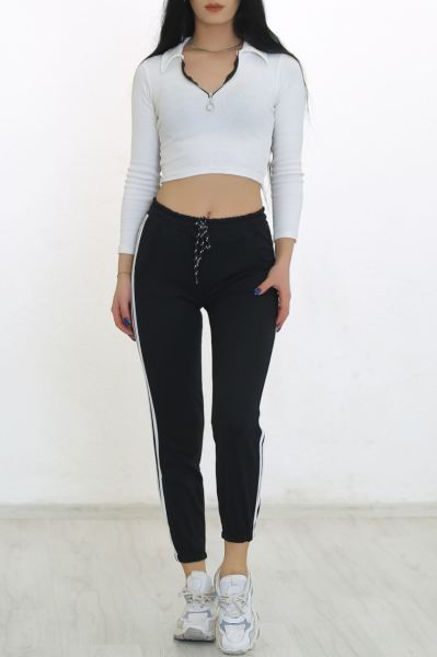 Çift Şeritli Eşofman Altı Siyah - 8607.102.