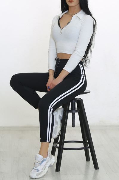 Çift Şeritli Eşofman Altı Siyah - 8607.102.