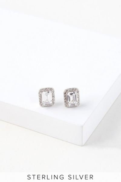 Studio 54 Sterling Silver Rhinestone Threader Earrings