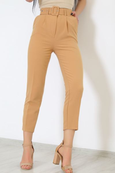 Kemerli Kumaş Pantolon Sütlükahve - 8699.1361.