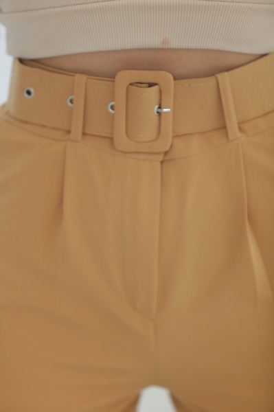 Kemerli Kumaş Pantolon Sütlükahve - 8699.1361.
