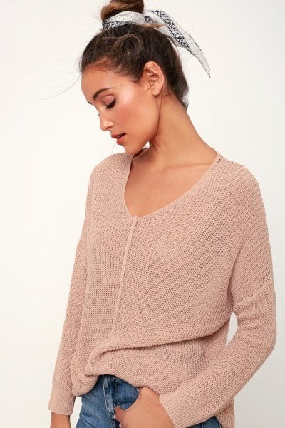 Eloise İvory V Neck Loose Knit Sweater