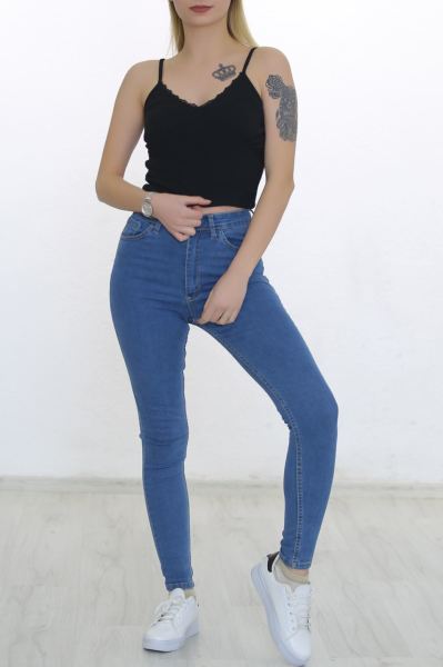 Yaka Dantelli Crop Atlet Siyah - 20570.200.