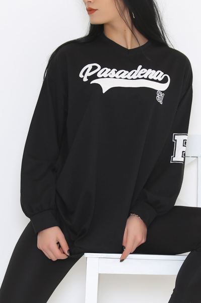 İki İplik V Yaka Sweat Siyah - 3422.105.