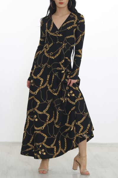 Çiçekli Elbise Siyahdesenli - 4987.716.