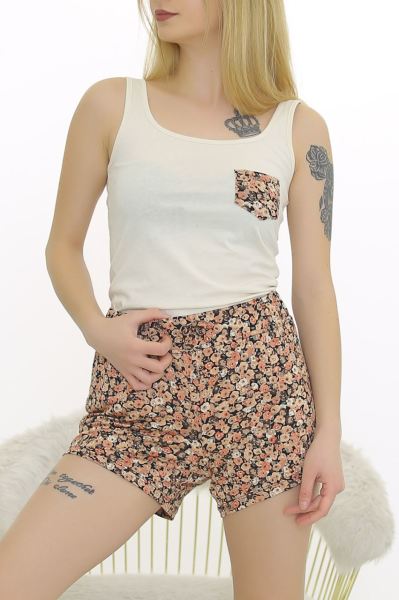 Şortlu Takım Kremçiçekli - 8633.729.