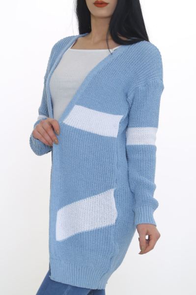 İki Çizgili Selanik Hırka Bebemavi - 8637.1319.