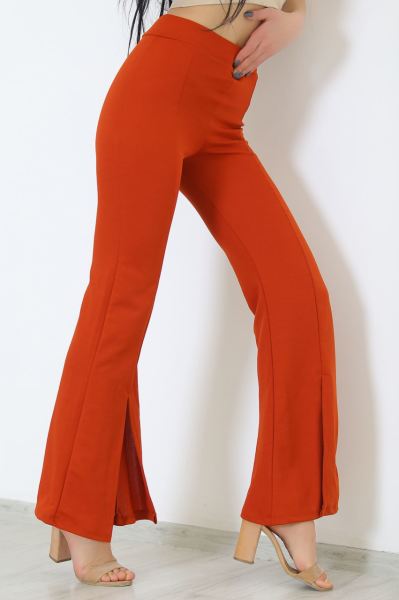 Yırtmaçlı İspanyol Paça Pantolon Kiremit - 2126.1567.