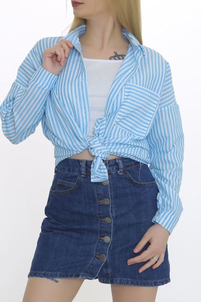 Çizgili Gömlek Açıkmavi - 8639.1376.