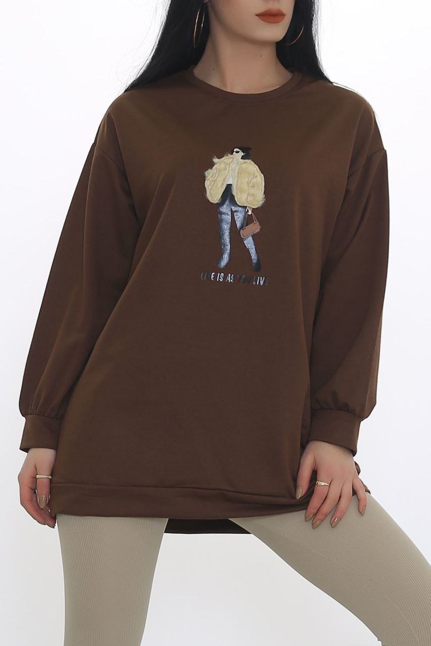 Çantalı Kız Sweat Kahve - 3391.105.