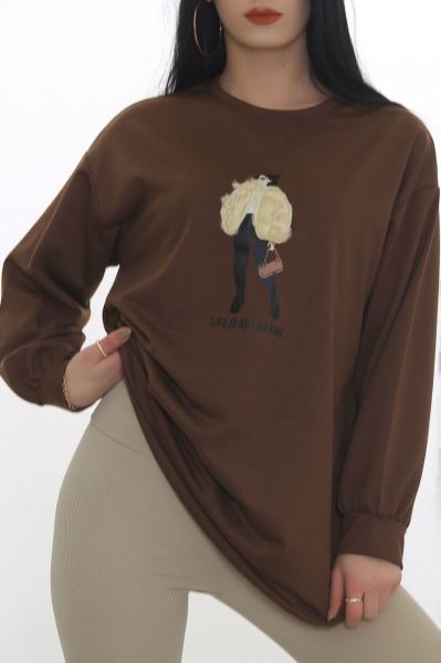Çantalı Kız Sweat Kahve - 3391.105.