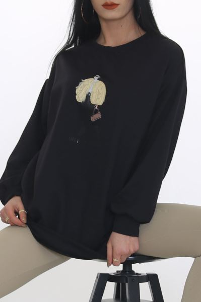 Çantalı Kız Sweat Siyah - 3391.105.