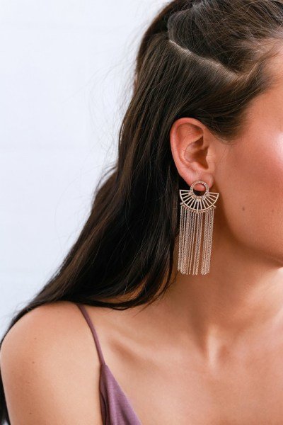 Mailie Blush Pink And Gold Tassel Earrings