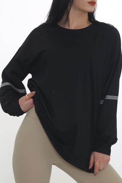 Kolları Taşlı Sweat Siyah - 3419.105.