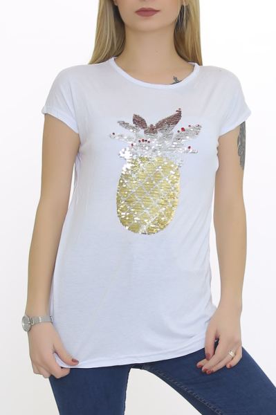 Ananas Pul Baskı Bluz Beyaz - 6543.599.