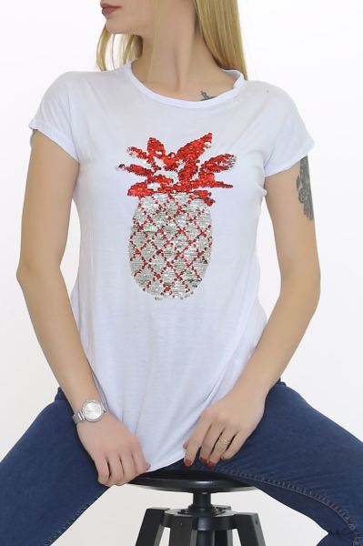 Ananas Pul Baskı Bluz Beyaz - 6543.599.