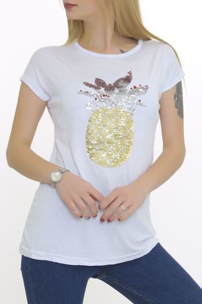 Ananas Pul Baskı Bluz Beyaz - 6543.599.