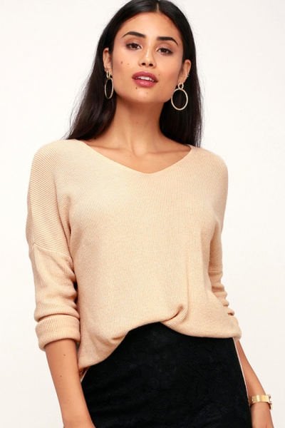 Cozy Up Dusty Plum Purple V Neck Sweater Top