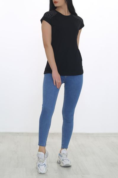 Taş Detaylı Bluz Siyah - 8676.599.
