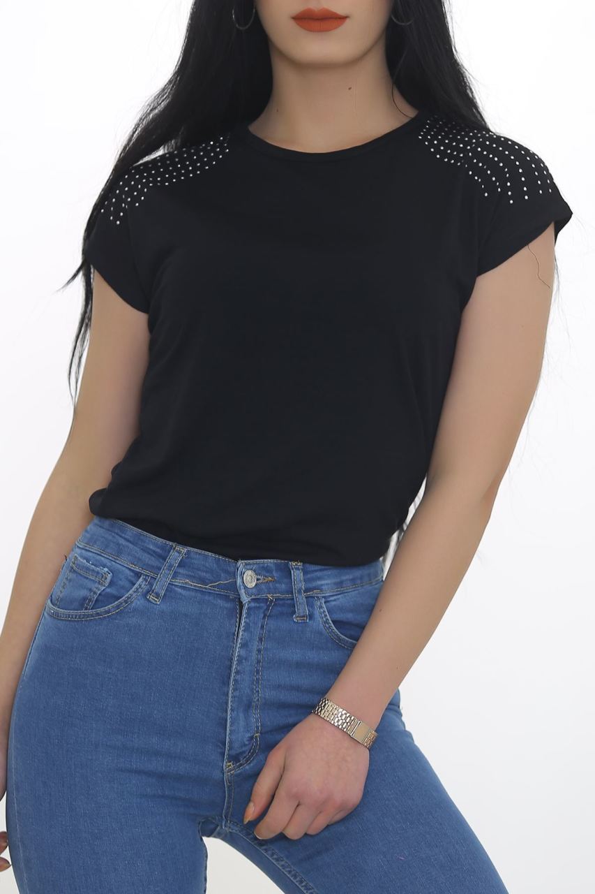 Taş Detaylı Bluz Siyah - 8676.599.