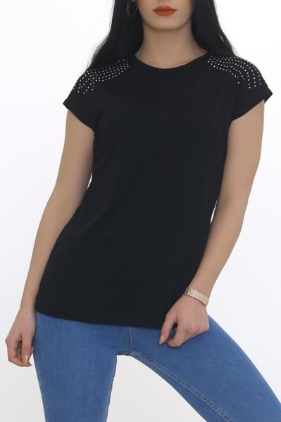 Taş Detaylı Bluz Siyah - 8676.599.