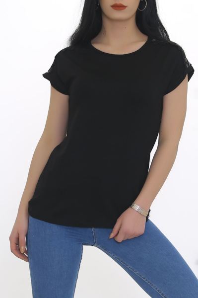 Omuz Dantelli Bluz Siyah - 8672.599.