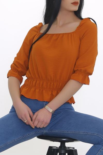 Çerçeve Yaka Bluz Tarçın - 8680.224.