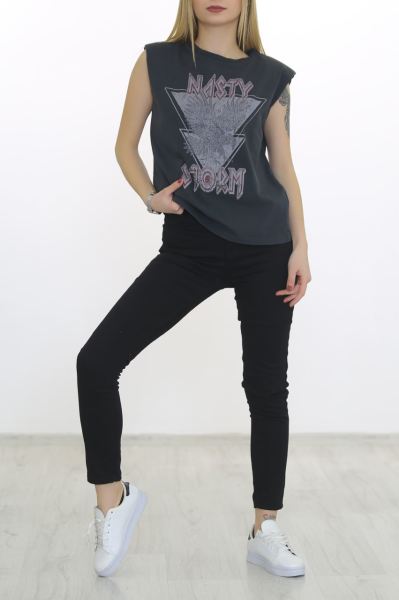 Vatkalı Yıkamalı Tişört Koyufüme - 8682.883.