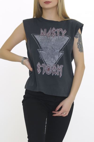 Vatkalı Yıkamalı Tişört Koyufüme - 8682.883.