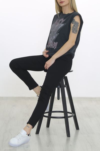 Vatkalı Yıkamalı Tişört Koyufüme - 8682.883.