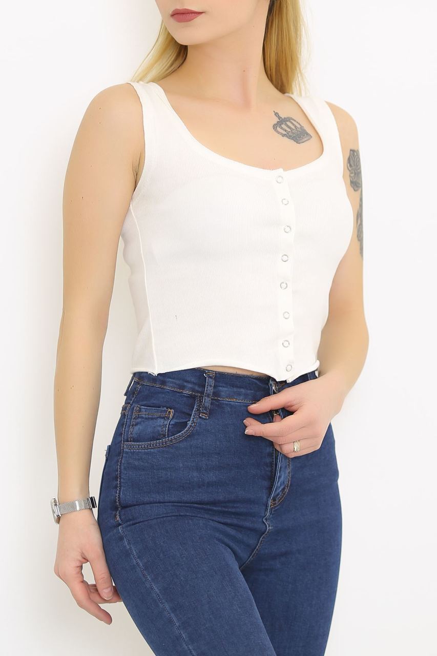 Önü Çıtçıtlı Atlet Ekru - 8686.1092.