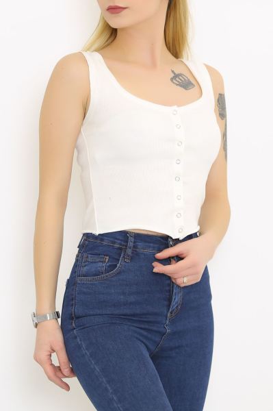 Önü Çıtçıtlı Atlet Ekru - 8686.1092.