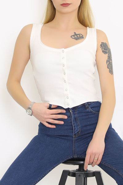 Önü Çıtçıtlı Atlet Ekru - 8686.1092.