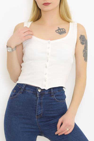 Önü Çıtçıtlı Atlet Ekru - 8686.1092.