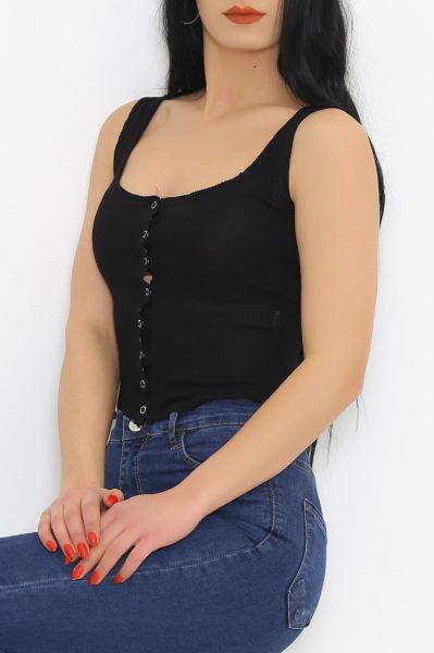 Önü Çıtçıtlı Atlet Siyah - 8686.1092.
