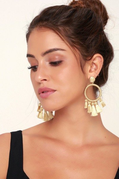 Kelsea Gold And Blue Rhinestone Statement Earrings