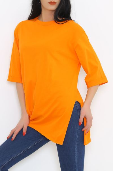 Penye Kol Katlamalı Tişört Turuncu - 411.996.