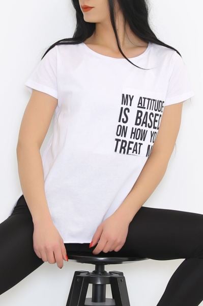 Cep Yazılı Tişört Beyaz - 1085.275.