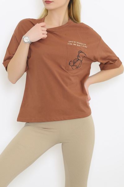 Cep Baskılı Tişört Kahve - 4578.196.