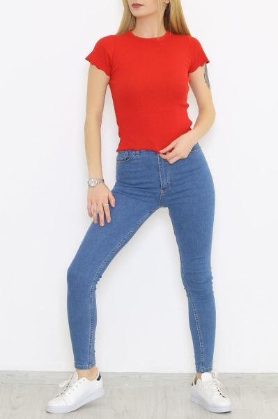 Fırfır Detaylı Bluz Kırmızı - 8702.1567.